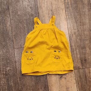 Yellow Kids Dress with Cat Pockets